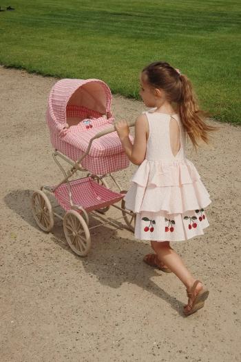 Šaty Konges Sløjd ELLIE DRESS GOTS béžová farba, midi, áčkový strih, KS103056