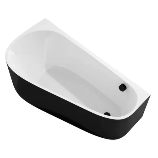 Polysan PROJEKTA DL MONOLITH asymetrická vaňa 156x77 cm akrylát ľavá čiernobiela 20111MDLB