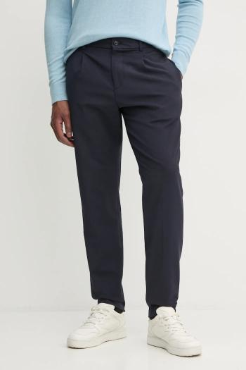 Vlnené nohavice Tommy Hilfiger tmavomodrá farba, rovné, MW0MW36732