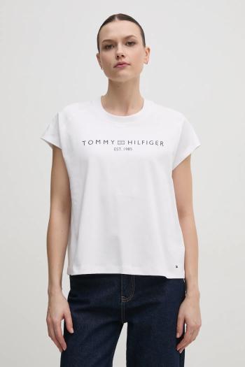 Bavlnené tričko Tommy Hilfiger dámske, biela farba, WW0WW46113