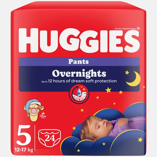 HUGGIES Detské plienky Overnights Pants 5 veľkosť 12-17 kg 24 kusov