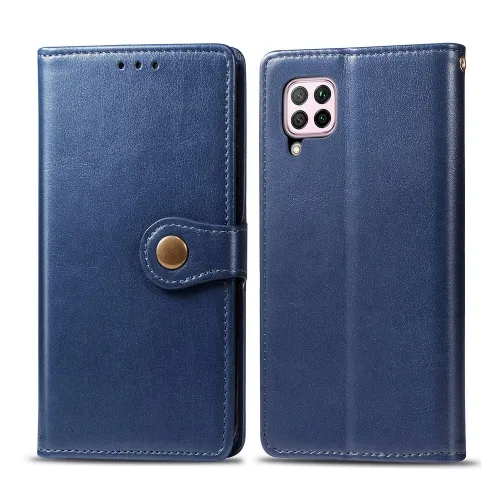 LEATHER BUCKLE Peňaženkový obal Huawei P40 Lite modrý