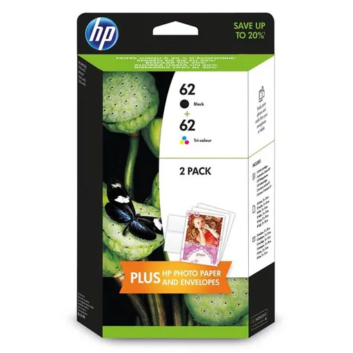 HP originál ink sada N9J71AE, HP 62, black/color, 200/165str., 4.4.2005ml, HP value pack Envy 5640, 5644, 5660, 7640, Officejet 80