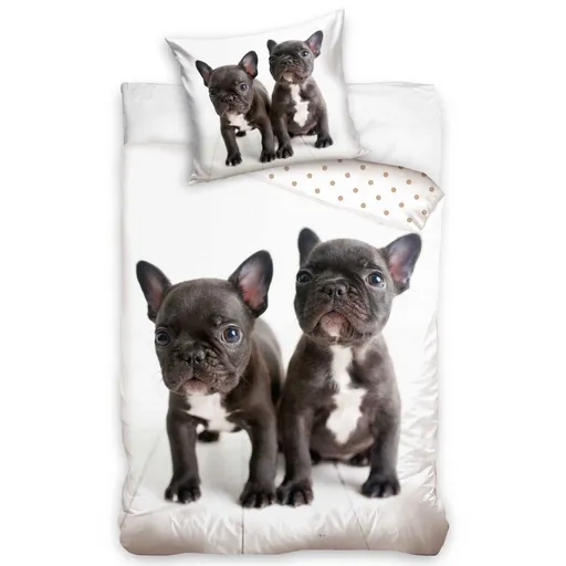 BedTex Bavlnené obliečky Buldoček a Buldoček, 140 x 200 cm, 70 x 90 cm