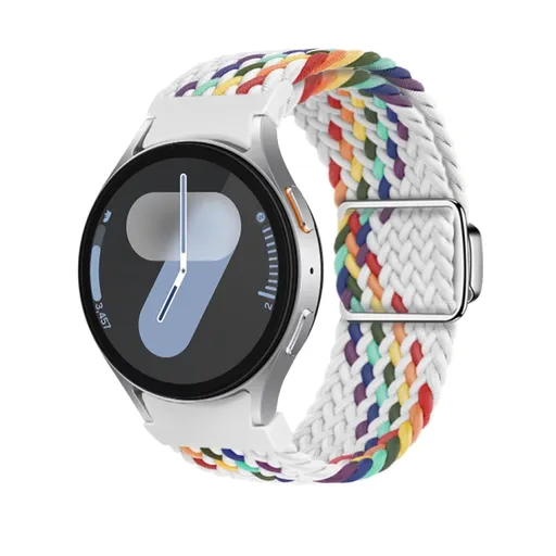 BRAIDED Nylonový remienok pre Samsung Galaxy Watch 7 (40 / 44 mm) WHITE RAINBOW
