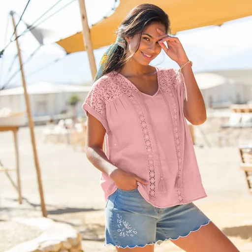 Krepónová blúzka s macramé