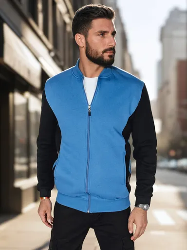 Pánska mikina so stojačikom, modrá, Dstreet BX5905