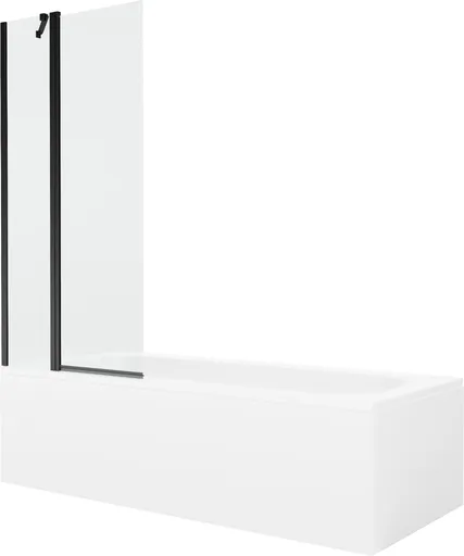 MEXEN/S - Vega obdĺžniková vaňa 180 x 80 cm s panelom + vaňová zástena 80, transparent, čierna 550118080X9408117000