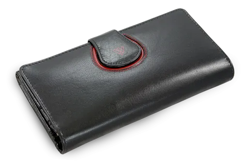 Čierna dámska kožená rámová peňaženka s ozdobnou poklopom 511-1526-60/31