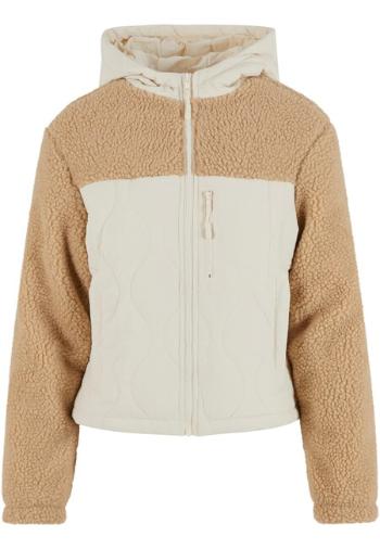 Urban Classics Ladies Sherpa Crinkle Nylon Mix Jacket unionbeige/whitesand - 5XL