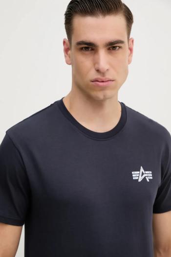 Bavlnené tričko Alpha Industries pánske, čierna farba, s potlačou, 148516