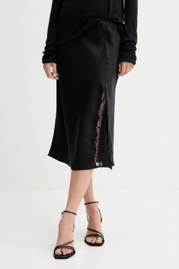 Sukňa Calvin Klein čierna farba, midi, áčkový strih, LV044C672G