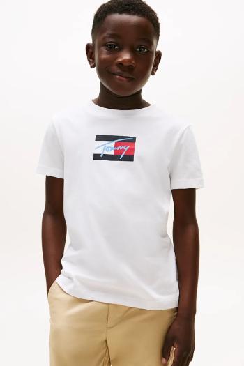 Detské bavlnené tričko Tommy Hilfiger biela farba, s potlačou, KB0KB09725