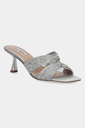 Šľapky Steve Madden Instep strieborná farba, na vysokom podpätku, SM11003834