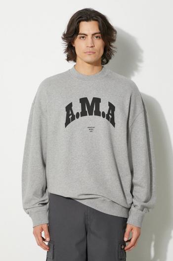 Bavlnená mikina Marcelo Burlon Ama Comfort Crewneck pánska, šedá farba, s potlačou, CMBA097F24FLE0030810
