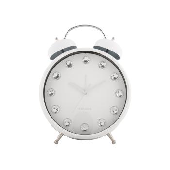Karlsson 6019WH dizajnové stolové hodiny/budíkbiely, priemer 30 cm