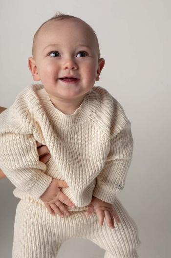 Detský bavlnený svetrík Donsje Jade Sweater béžová farba, 4090200