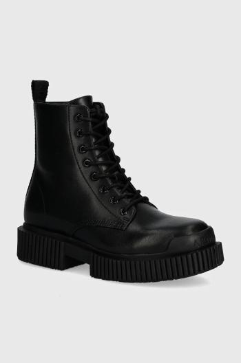 Členkové topánky Armani Exchange dámske, čierna farba, na plochom podpätku, XDN031 XV875 00002