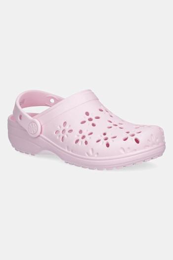 Šľapky Crocs CLASSIC FLORAL CUT OUT CLOG KIDS ružová farba, 210943