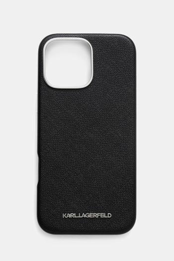 Puzdro na mobil Karl Lagerfeld iPhone 16 Pro Max čierna farba, KLHMP16XPSAFWMCK