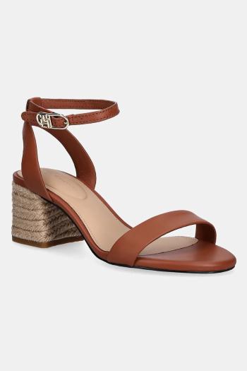 Kožené sandále Tommy Hilfiger LEATHER ANKLE STRAP ESPAD SANDAL hnedá farba, FW0FW08533
