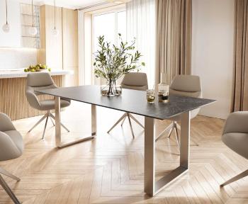 Jedálenský stôl Edge 200x100 cm keramický Laminam® Nero Greco sivý