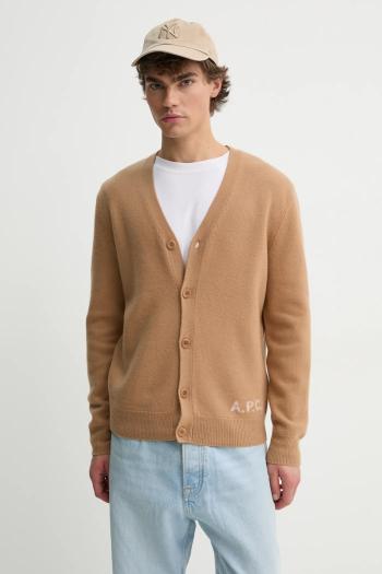 Vlnený kardigán A.P.C. kenny hnedá farba, WVBDK.H22305