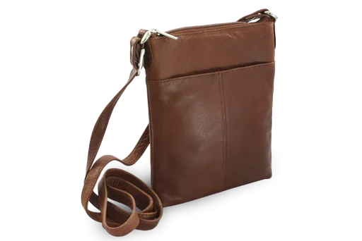 Tmavo hnedá kožená zipsová kabelka 212-3013-47