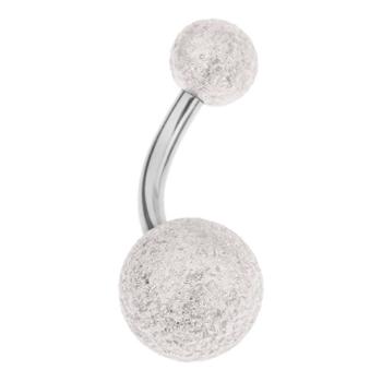 Piercing do brucha z akrylu, trblietavé guličky striebornej farby