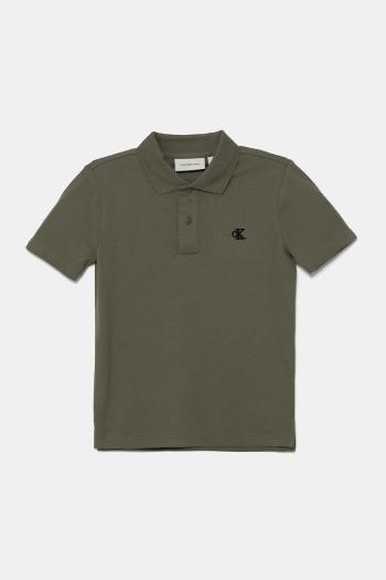 Detské polo tričko Calvin Klein Jeans zelená farba, jednofarebné, IB0IB02486