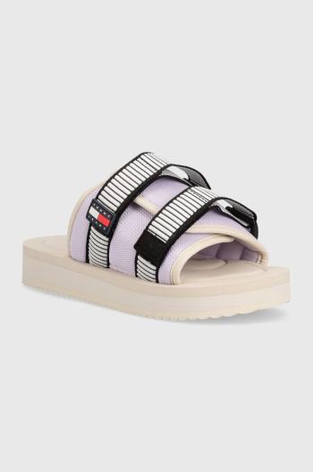 Šľapky Tommy Jeans TJW CITY HIKE SANDAL dámske, béžová farba, EN0EN02544