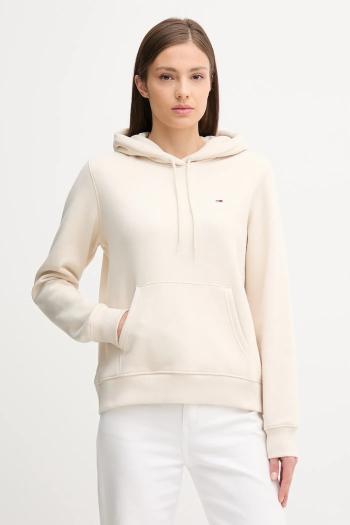 Mikina Tommy Jeans béžová farba, s kapucňou, jednofarebná, DW0DW19958