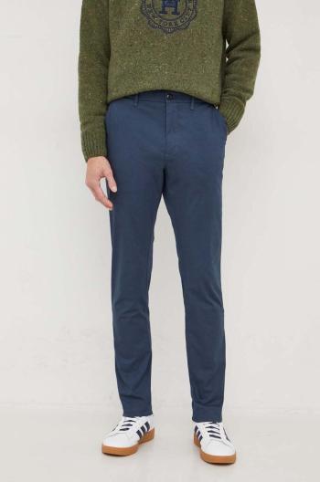 Nohavice Tommy Hilfiger pánske,tmavomodrá farba,strih chinos,MW0MW33937