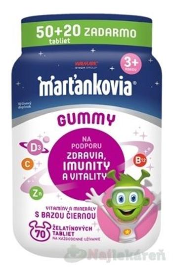 WALMARK Marťankovia GUMMY s Bazou čiernou želatínové tablety, príchuť jablko a čierna ríbezľa 70 ks