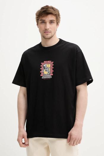 Bavlnené tričko Vans pánske, čierna farba, s potlačou, VN000NHUBLK1