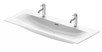 DURAVIT - Viu Dvojumývadlo, 123x49 cm, s prepadom, 2 otvory na batériu, WonderGliss, biela 23441200241