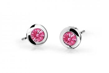 Cutie Jewellery Detské náušnice z bieleho zlata C1537-30-X-2 fuchsiová