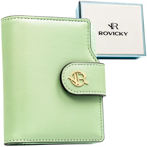 Dámska zelená peňaženka z ekologickej kože so zapínaním na patent a zips