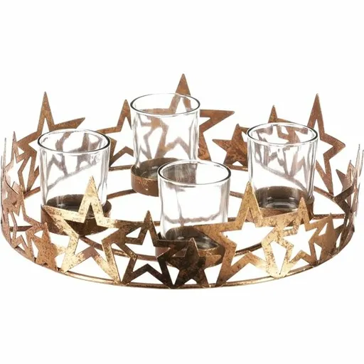 Adventný svietnik Hviezdy, zlatá, kov, pr. 25 cm