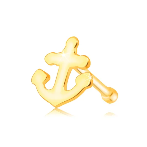 Piercing do nosa zo žltého 9K zlata - lesklá kotvička