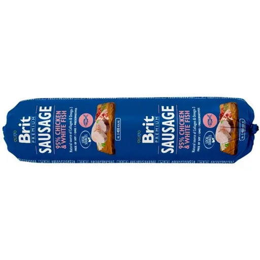 BRIT Premium Sausage Chicken & White Fish saláma pre psov 800 g