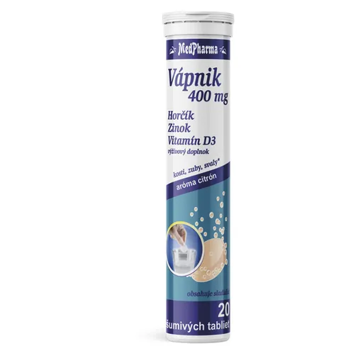 MEDPHARMA Vápnik 400 mg + horčík + zinok + vit.D3 20 šumivých tabliet
