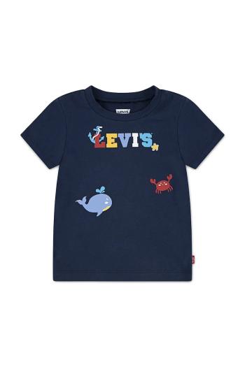 Detské bavlnené tričko Levi's COASTAL CRITTERS LOGO TEE tmavomodrá farba, s potlačou, 6EM319