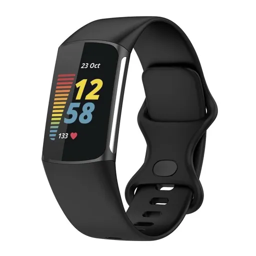 SILICONE Vymeniteľný remienok pre Fitbit Charge 6 / Charge 5 čierny