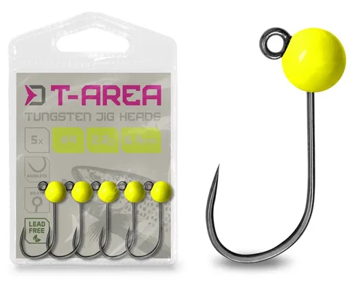 Delphin jigová hlavička t-area bl wolframový jig fluo žltý 5 ks - #4 / 2,2 g / 6,4 mm