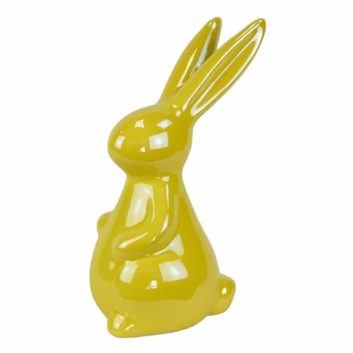 Veľkonočná dekorácia Žltý zajac, keramika, 8,3 x 14,3 x 6 cm