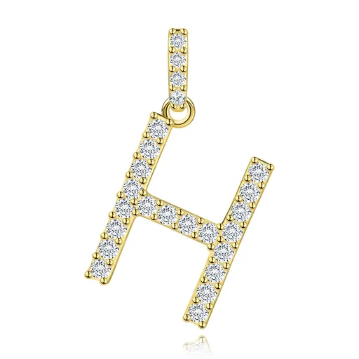 Prívesok z 9K žltého zlata s písmenom H a zirkónmi