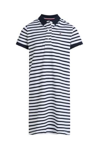 Dievčenské bavlnené šaty Tommy Hilfiger tmavomodrá farba, mini, rovný strih, KG0KG08700