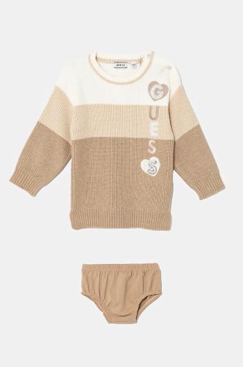 Šaty pre bábätká Guess hnedá farba, mini, oversize, A4BK09 Z3FU0