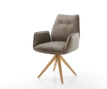 Otočná stolička Zoa-Flex taupe vintage z mikrovlákna s drevenou